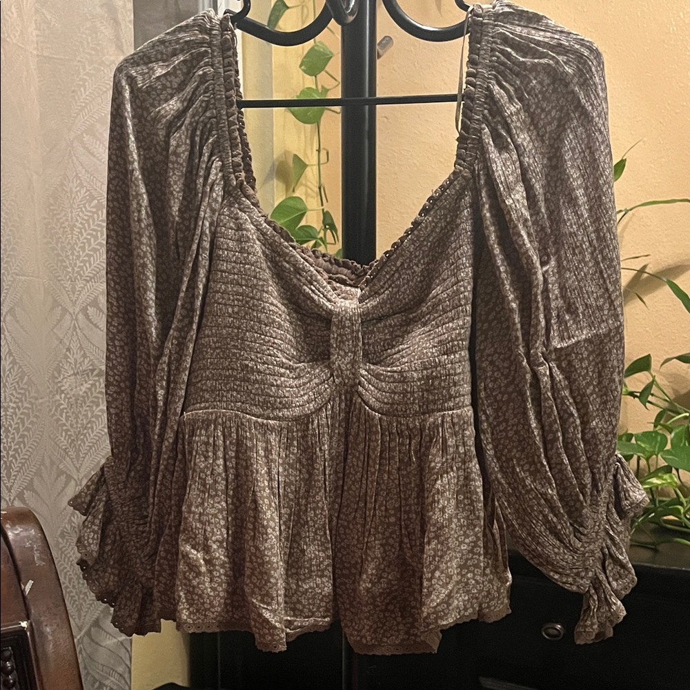 FP Movement by Free People Brown Floral Blouse